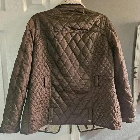 Sam Edelman Quilted Shearling Trim Zip Up Coat Women (M) - Picture 5 of 6